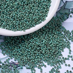 MIYUKI Round Rocailles Beads, Japanese Seed Beads, (RR4514) Opaque Turquoise Blue Picasso, 11/0, 2x1.3mm, Hole: 0.8mm, about 1100pcs/bottle, 10g/bottle