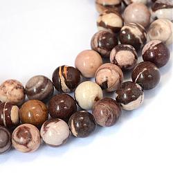 Jaspe zèbre naturel chapelets de perles rondes, 6~6.5mm, Trou: 1mm, Environ 63 pcs/chapelet, 15.5 pouce