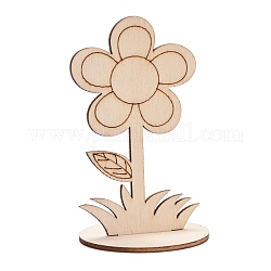 DIY Unfinished Wood Flowers Cutout, with Slot, for Craft Painting Supplies, BurlyWood, 5.9x5x9.9cm