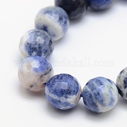 Natural Sodalite Beads Strands, Round, Faceted, 6mm, Hole: 1mm, about 63pcs/strand, 15.5 inch