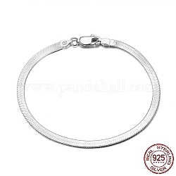 Bracelets chaîne à chevrons 3 mm 925 en argent massif, avec tampon s925, platine, 7-1/2 pouce (19 cm)
