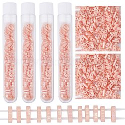 CREATCABIN 1000Pcs 2 Hole 1/4 Tila Beads Mix Glass Seed Beads Bulk Flat Rectangle Mini Tiny Opaque Square with Plastic Container for Craft Bracelet Necklace Earring Jewelry Making 2mm Light Coral