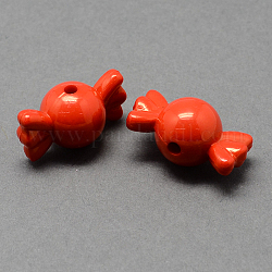 Perles en acrylique de couleur unie, candy, rouge, 12x21x12mm, Trou: 2mm, environ 389 pcs/500 g