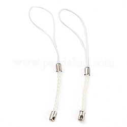 Polyester Cord Mobile Straps, with Platinum Plated Iron Findings, WhiteSmoke, 8~9cm