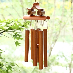 Campanelli eolici in tubo di bambù, decorazioni ciondolo gufo, cioccolato, 340x130mm