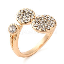 Плоские круглые открытые манжеты со стразами и кристаллами, кольцо из сплава для женщин, золотой свет, внутренний диаметр: 18 мм