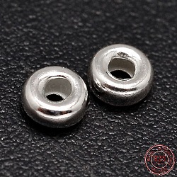 Rondelle 925 Sterling Silver Spacer Beads, Silver, 4.5x2mm, Hole: 1.5mm, about 219pcs/20g