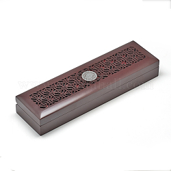 Boîtes de collier en bois, de velours, rectangle, brun coco, 25x7x4 cm