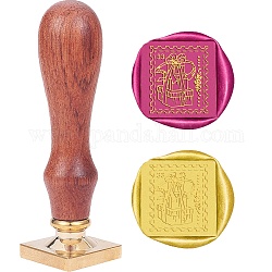 DIY Sammelalbum, Messing Wachs Siegelstempel und Holz Griffsätze, Blattmuster, 89 mm, Briefmarken: 25x25x14.5 mm