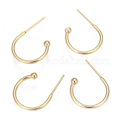 304 Stainless Steel Earring Hooks, Real 18k Gold Plated, 17x22x1.5mm, Pin: 1mm