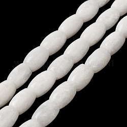 Natural Dyed Jade Beads Strands, Oval, White, 11.5~12x7.5~8mm, Hole: 0.8mm, about 29~32pcs/strand, 12.99''~15.16''(33~38.5cm)