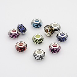 Large Hole Rondelle Resin European Beads, with Silver Tone Brass Cores, Mixed Color, 14x9mm, Hole: 5mm