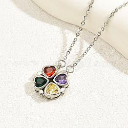 Ожерелье с подвеской в виде четырехлистного клевера на удачу, Ожерелье с магнитной подвеской из нержавеющей стали для женщин, красочный, 17.72 дюйм (45 см)