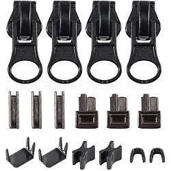 Zipper Repair Accessories, with Resin Zipper Puller, Zinc Alloy and Brass Findings, Gunmetal, 74x72x17mm