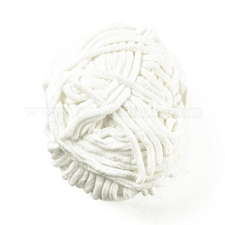 Soft Crocheting Yarn, Thick Knitting Yarn for Scarf, Bag, Cushion Making, Floral White, 7~8mm, 65.62 yard(60m)/roll