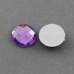 Acrílico diamante de imitación cabujones, espalda plana, facetados, semicírculo, Violeta Azul, 8x3mm