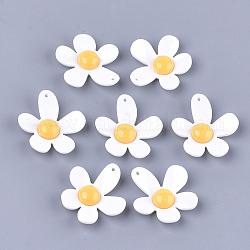 Colgantes de la resina, flor, blanco, 49x46x9.5mm, agujero: 1.5 mm