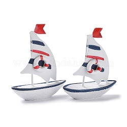 Patrón de aro salvavidas modelo de mini velero decoración de exhibición, barco de vela en miniatura de madera decoración del hogar, para la decoración del tema del océano, azul claro, 25x85x100mm