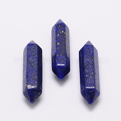 Dyed Natural Lapis Lazuli Double Terminated Point Beads, Healing Stones, Reiki Energy Balancing Meditation Therapy Wand, for Wire Wrapped Pendants Making, No Hole/Undrilled, 30x9x9mm