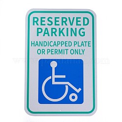 Panneaux d'avertissement en aluminium protégés contre les UV et étanches, Stationnement réservé - plaque de handicap ou panneau de permis seulement, verte, 450x300x1mm, Trou: 6mm