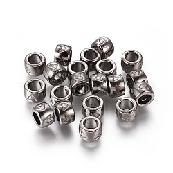 Abalorios europeos de acero de metal, sin plomo y cadmio, plano y redondo, gunmetal, aproximamente 8 mm de diámetro, 5.5 mm de espesor, agujero: 4.5 mm