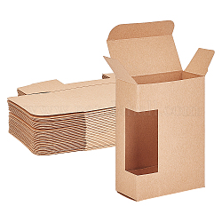 Packung aus Kraftpapier, mit fenster, keine Plastikabdeckung, Rechteck, Bräune, 9.2x6.5x3.2 cm, 30 Stück / Set