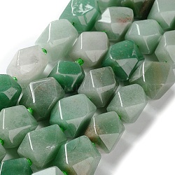 Natürlichen grünen Aventurin Perlen Stränge, mit Glasperlen, facettiert, Rhombus, 17~21x13~16x12~15 mm, Bohrung: 1.2~1.4 mm, ca. 18~19 Stk. / Strang, 15.35~15.79 Zoll (39~40.1 cm)