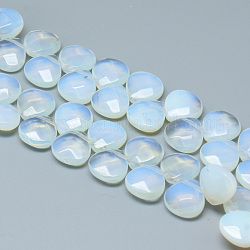 Opalite Perlen Stränge, oben gebohrte Perlen, facettiert, Träne, 13x13x5~6 mm, Bohrung: 1 mm, ca. 27 Stk. / Strang, 7.8 Zoll