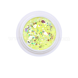 Accesorios de decoración de uñas brillantes, Con polvo de brillo y lentejuelas, diy sparkly paillette consejos uñas, amarillo verdoso, 0.1~3.5x0.1~3.5mm, aproximamente 0.7 g / caja