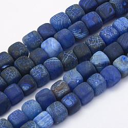 Filo di perline di agata naturale, tinti e riscaldato, cubo, Alice Blue, 8~10x8.5~9x8.5~9mm, Foro: 1 mm, circa 41pcs/filo, 14.7 pollice (37.5 cm)