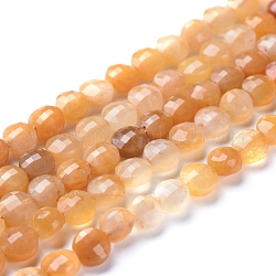 Chapelets de perles jaunes en aventurine naturelle, facette, plat rond, 6~7x4~4.5mm, Trou: 1mm, Environ 61~64 pcs/chapelet, 14.96 pouce (38 cm)