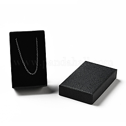 Cajas de regalo de collar de papel de textura, con alfombra de esponja en el interior, Rectángulo, negro, 8.1x5.1x2.7 cm, diámetro interior: 4.6x7.3 cm, profundo: 2.5cm