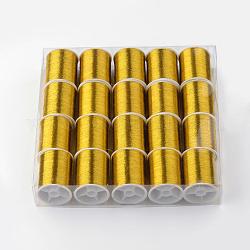 Metallic Embroidery Thread, Gold, 0.1mm, about 60.14 yards(55m)/roll, 20rolls/box