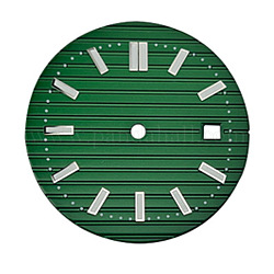 Resplandor luminoso en la esfera de reloj de latón oscuro, plano y redondo, verde oscuro, 30.8mm