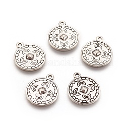 Tibetan Style Alloy Pendant, Lead Free and Cadmium Free, Antique Silver, 19mm long, 16mm wide, 1mm thick, hole:1.5mm