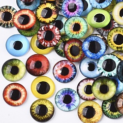Стеклянные кабошоны с плоской задней стенкой, купол / полукруглый с рисунком глаз дракона, разноцветные, 6x3.5 мм, 2pcs / цвет, 50 цветов, 100 шт / пакет