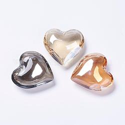 Ciondoli di vetro, cuore, colore misto, 42x43.5x15mm, Foro: 2 mm
