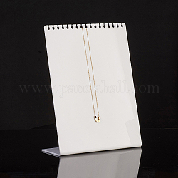 Présentoirs de colliers en verre organique acrylique, présentoir de colliers en L, rectangle, blanc, 20x7.5x25.5 cm