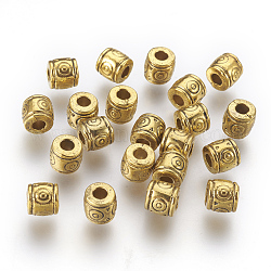 Tibetan Style Beads, Zinc Alloy, Lead Free & Cadmium Free, Column, Antique Golden, 6x6.5mm, Hole: 2~3mm