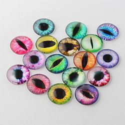 Полукруглые / купольные стеклянные кабошоны с драконьим глазом, разноцветные, 10x4 мм