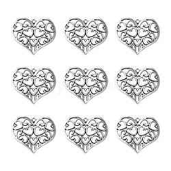 Valentines Unique Gifts for Boyfriends Alloy Pendants, Cadmium Free & Lead Free, Heart, Antique Silver, 31x36.5x5mm, Hole: 2mm