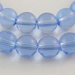 Glass Beads Strands, Round, Sky Blue, about 10mm in diameter, hole: 1mm, 35pcs/strand, 14inch