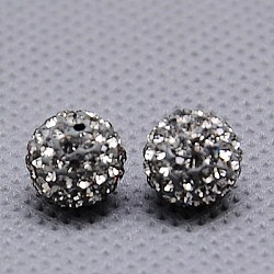 Diamante de imitacións de cristal checo abalorios, arcilla de polímero en el interior, cuentas redondas perforadas a medias, 215 diamante _black, pp9 (1.5 mm), 1.6mm, agujero: 8 mm