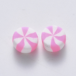 Handmade Polymer Clay Beads, No Hole/Undrilled, Candy, Pink, 9~11x4.5~6mm