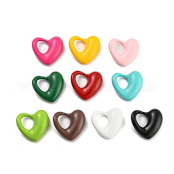 Alloy Enamel Pendants, Heart, Mixed Color, 16x17x5mm, Hole: 6.5x7mm