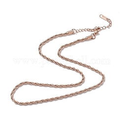 Chapado en iones (ip) 304 collar de cadena de cuerda de acero inoxidable para hombres y mujeres, oro rosa, 15.98 pulgada (40.6 cm)
