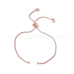 Fabrication de bracelets coulissants à chaînes de boîte en laiton, avec onglet de chaînes de strass en cristal, or rose, 9-7/8 pouce (25.2 cm), Trou: 1.8mm