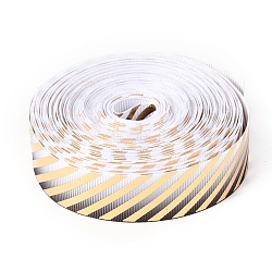 レーザーポリエステルグログランリボン  片面印刷  リボンギフトラッピング用  祭りのパーティーの装飾  縞模様  7/8インチ（22mm）  /ロール10ヤード（9.14メートル/ロール）