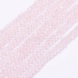 Chapelets de perles en verre transparente  , facette, rondelle, blush lavande, 2.5x1.5~2mm, Trou: 0.5mm, Environ 185~190 pcs/chapelet, 13.7 pouce ~ 14.1 pouces