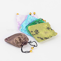 Silk Pouches, Rectangle, Mixed Color, 10.7x9.6cm, 100pcs/bag